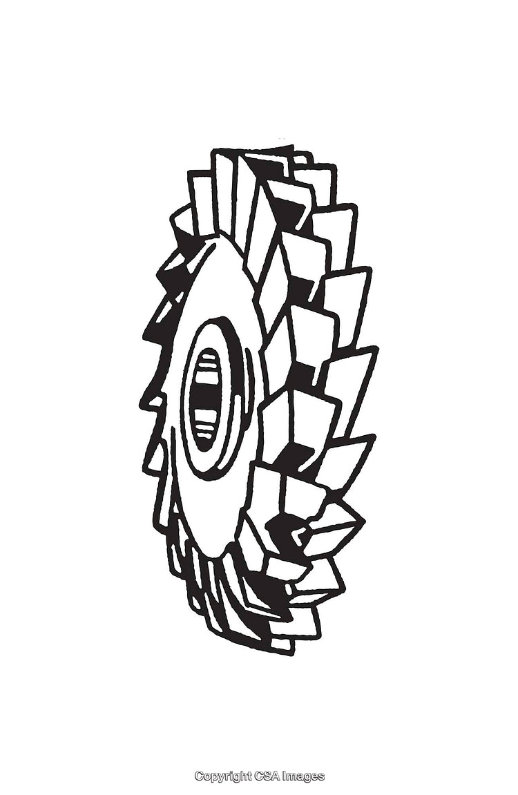 Black and White Illustration of a Circular Gear with Multiple Blades