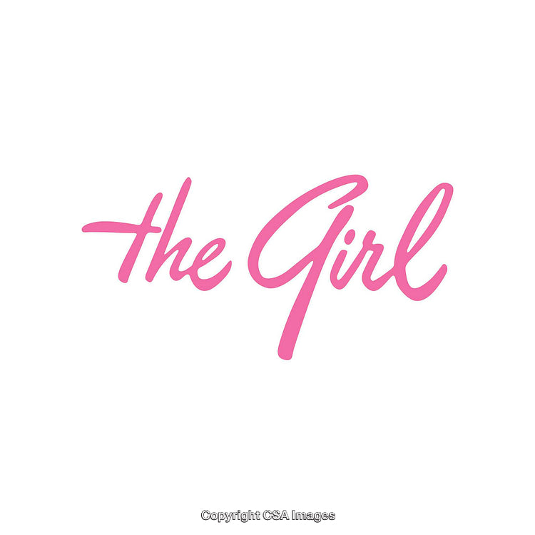 Pink Script Text Reading 'The Girl' on White Background