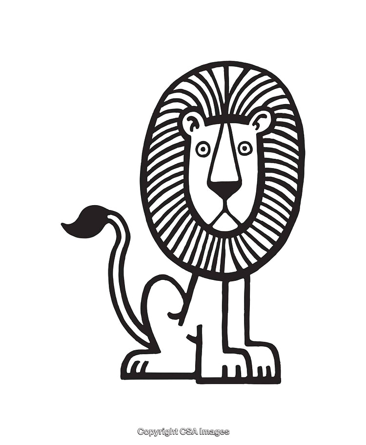 Hand-Drawn Line Art Illustration of a Lion with a Detailed Mane