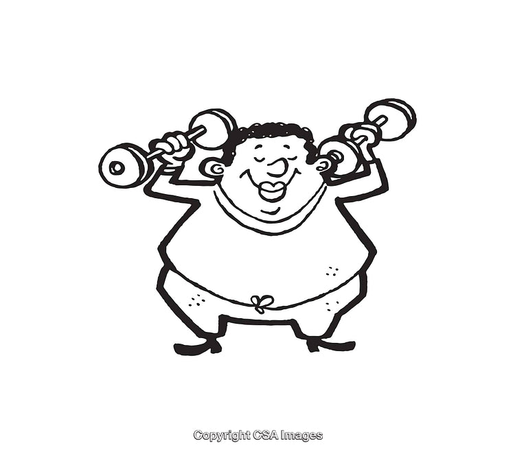 Cartoon Illustration of a Person Exercising with Dumbbells
