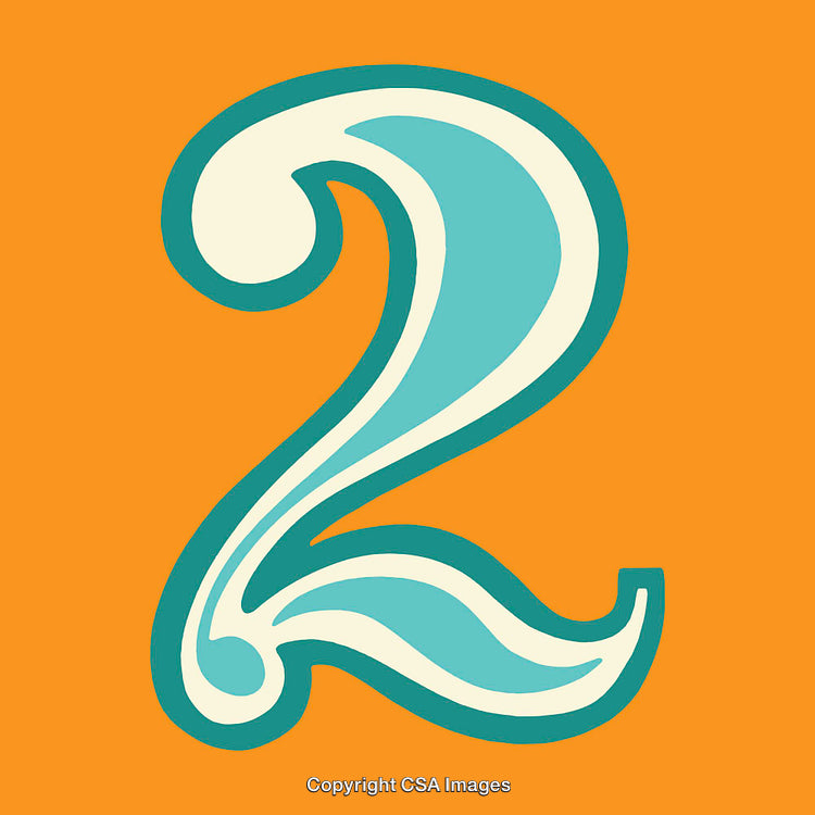 Decorative Artistic Number Two Design on Vibrant Orange Background
