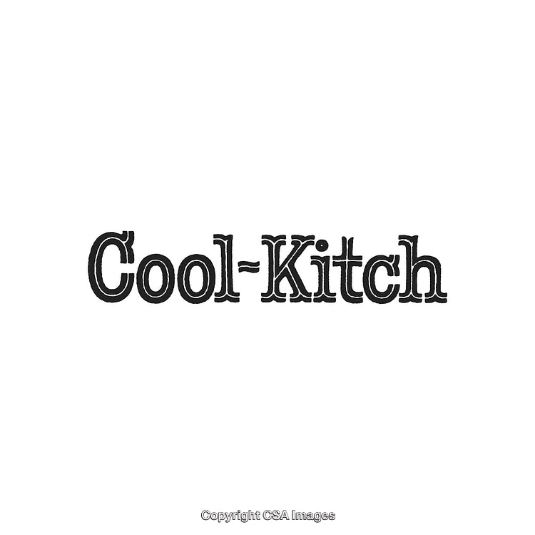 Retro Stylized Typography Reading 'Cool-Kitch' with Unique Lettering Pattern
