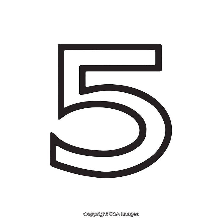 Bold Black Styling of the Number Five on White Background