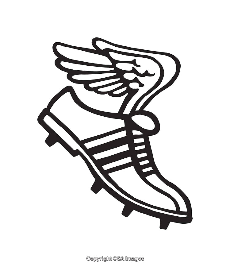 Illustration of a Winged Shoe Symbolizing Speed and Movement