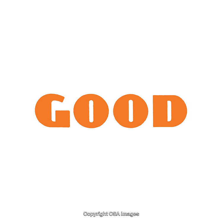 Bold Orange Text Depicting the Word 'Good' on a White Background