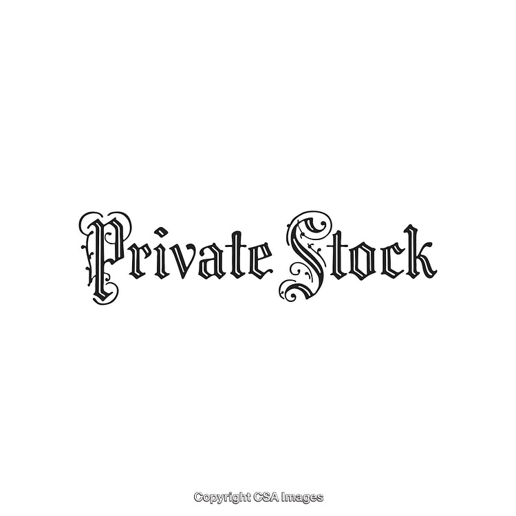 Elegant Vintage Private Stock Typography Art with Intricate Curved Lettering Design