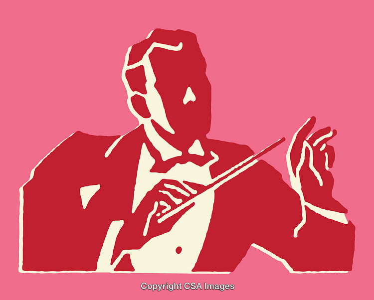 Stylized Illustration of an Orchestra Conductor in a Dynamic Pose