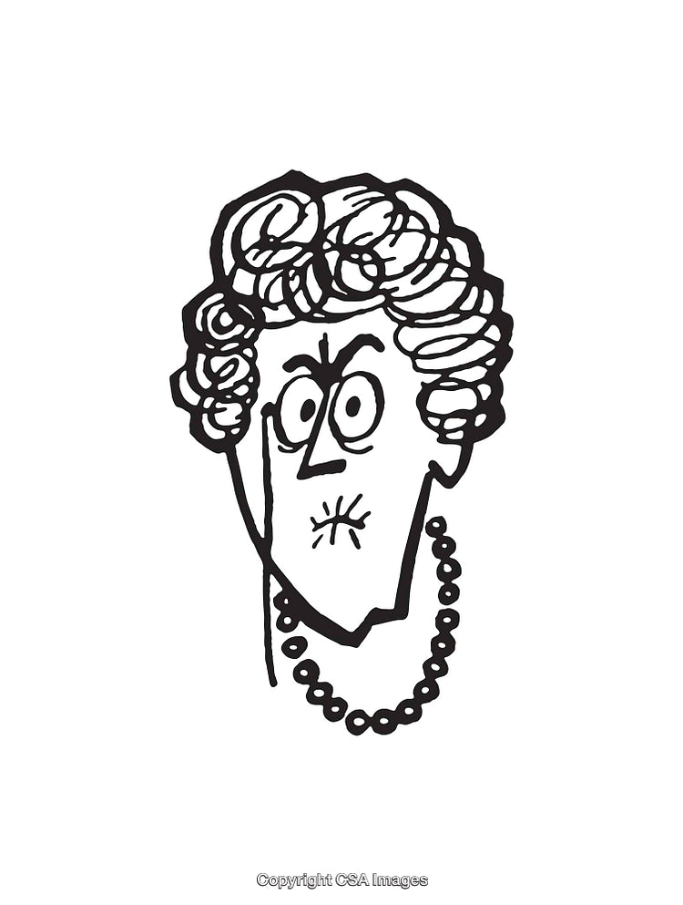 Whimsical Black and White Illustration of an Expressive Character With Curly Hair