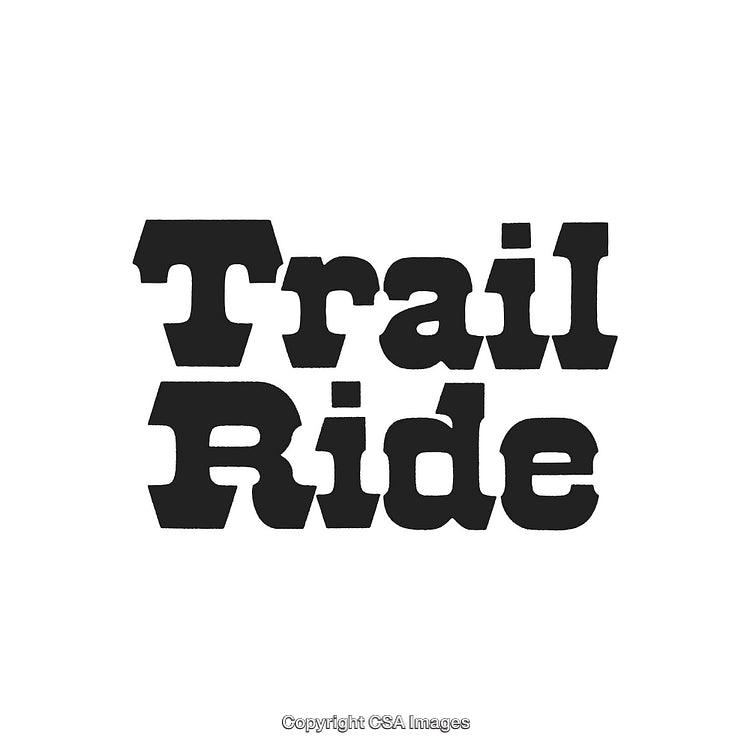 Bold Vintage Typography of the Words 'Trail Ride' in Black