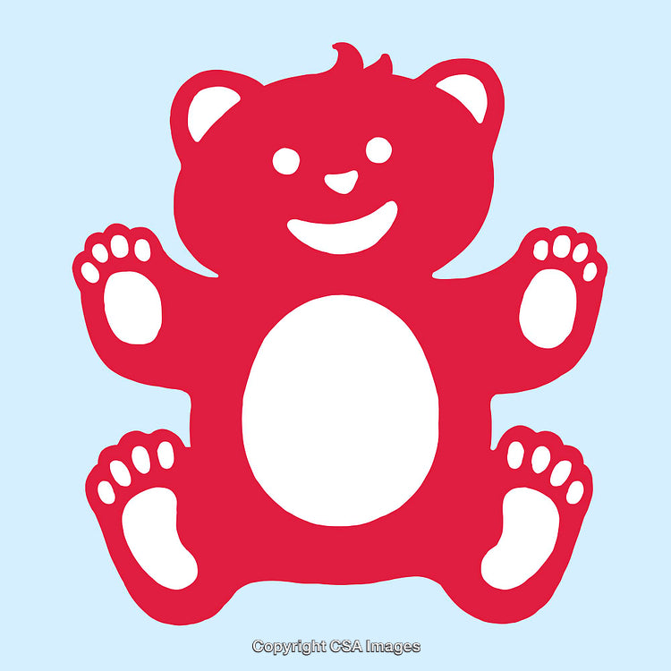Cheerful Red Bear Illustration on a Light Blue Background