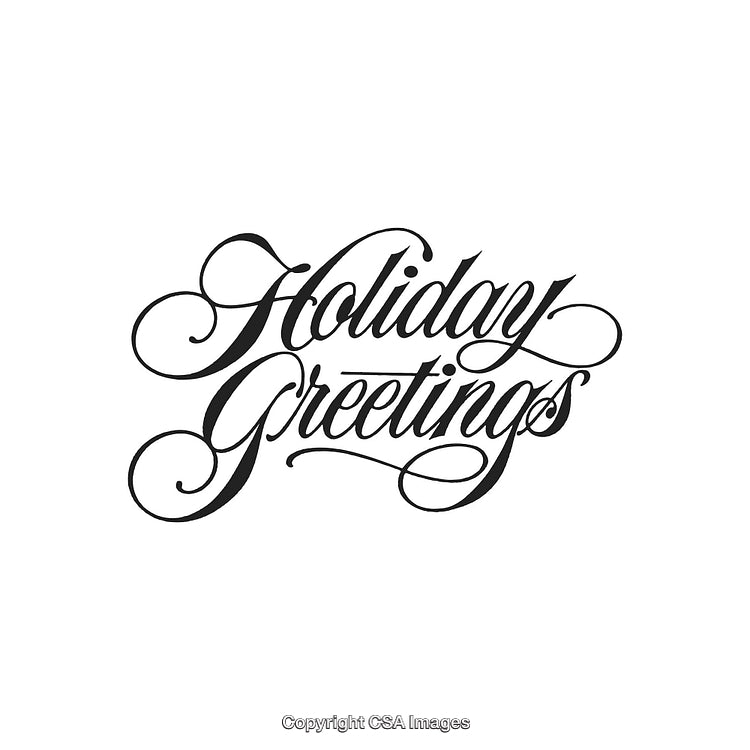 Elegant Holiday Greetings Text Art with Script Calligraphy Design