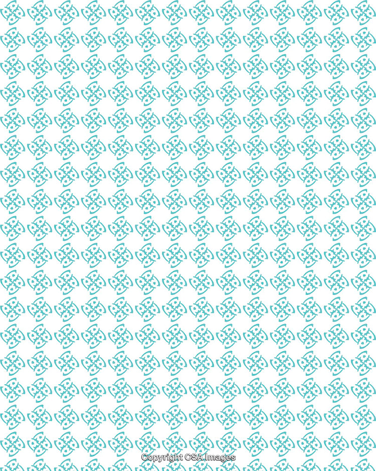 Abstract Turquoise Pattern with Repeating Geometric Shapes on White Background