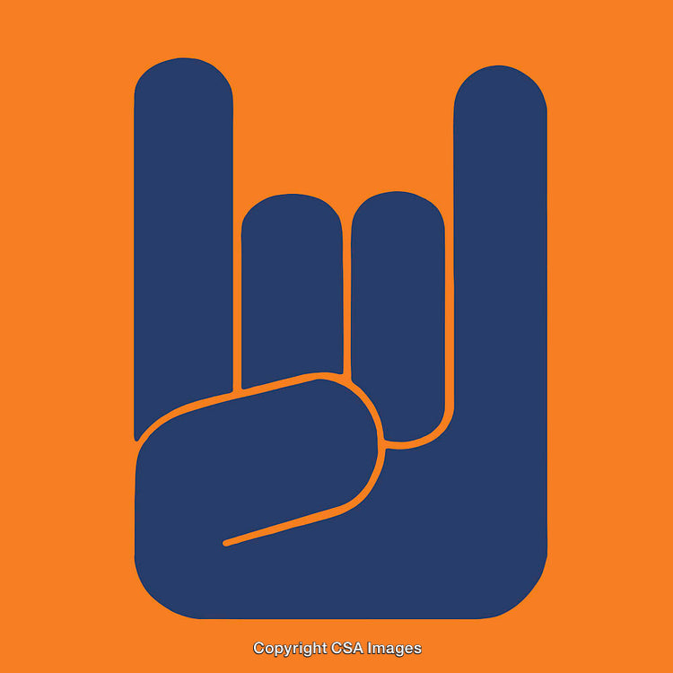 Minimalist Hand Gesture Illustration in Orange and Blue