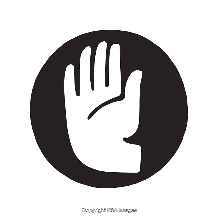 Black and White Hand Symbol in Circular Design Illustration