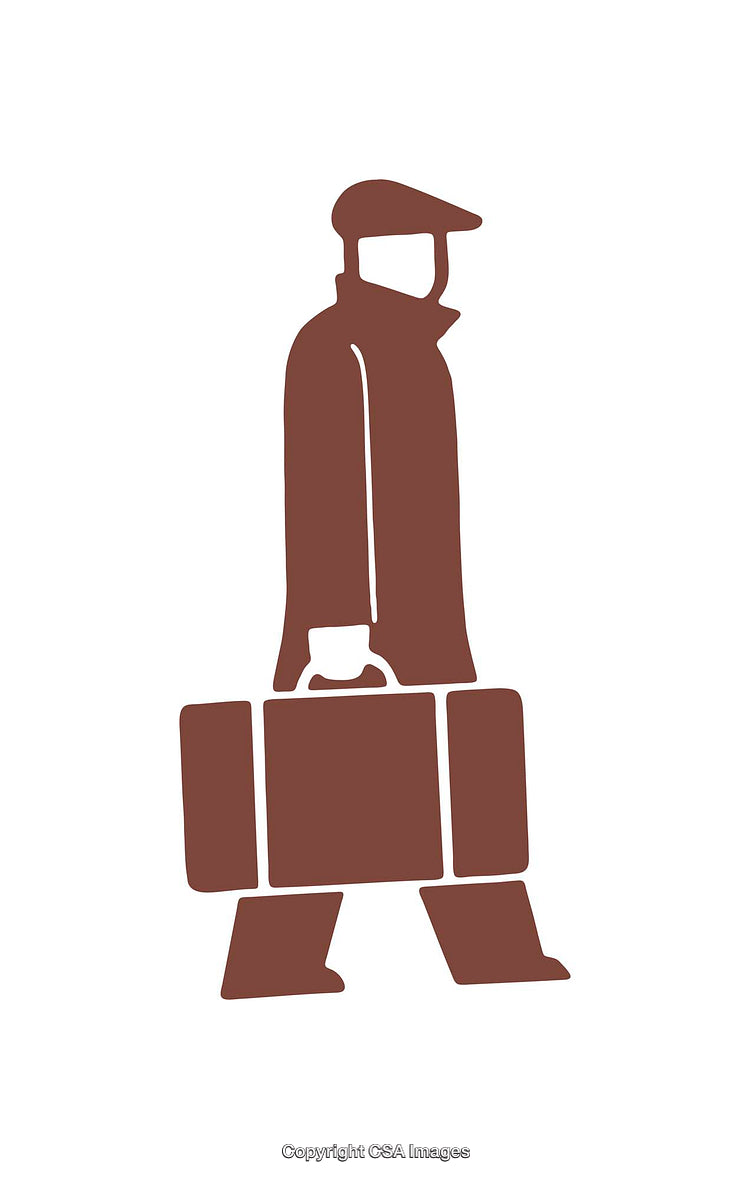 Silhouette Icon of a Man with Suitcase in Minimalist Style