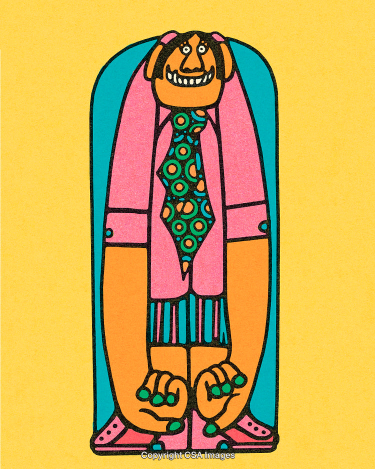 Colorful Abstract Illustration of a Person Wearing a Patterned Tie