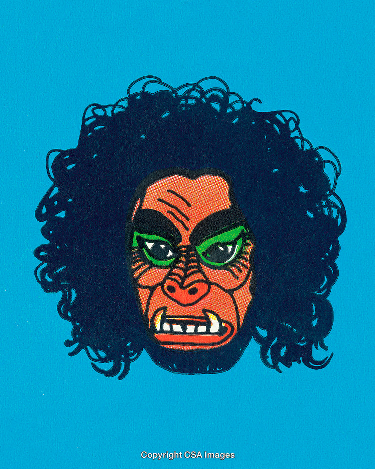 Colorful Artistic Representation of a Fierce Mask on Bright Background