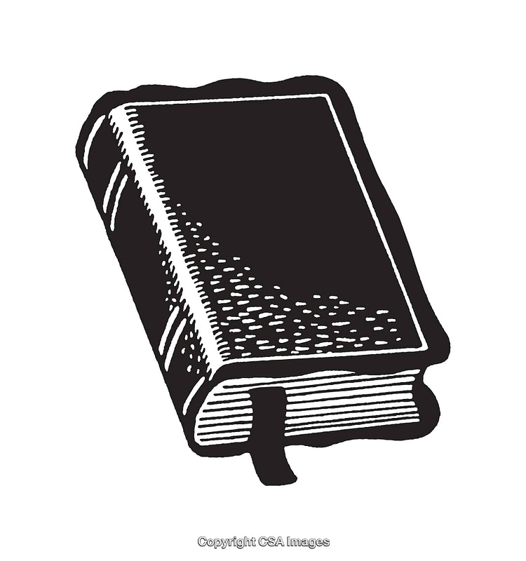 Black and White Illustration of a Book with Bookmark