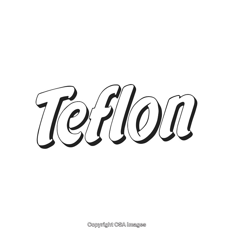 Stylized Teflon Logo in Classic Black and White with 3D Effects