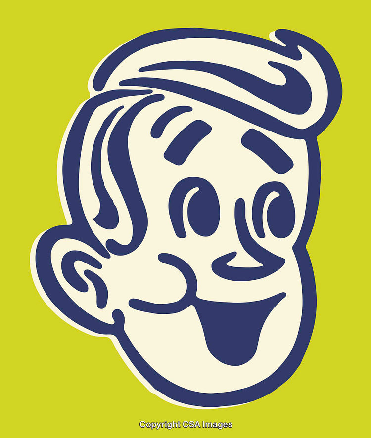 Colorful Retro Style Cartoon Face Illustration on A Vibrant Background