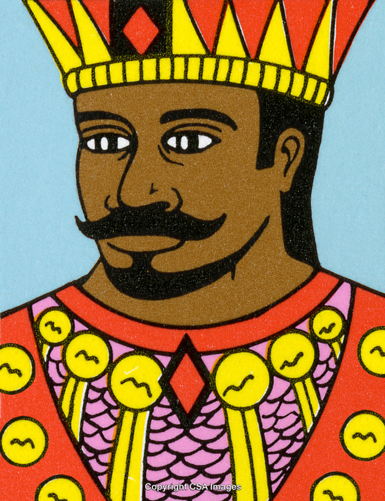 Boldly Colored Illustration of a King with Royal Symbols