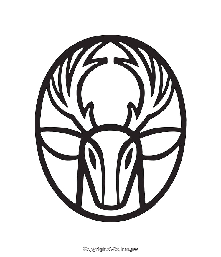 Abstract Deer Line Art Illustration with Antlers in Black and White Design
