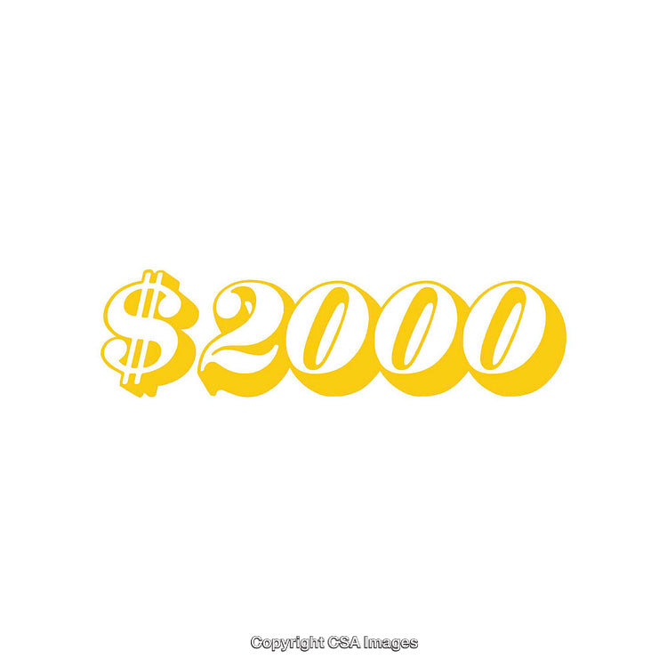 Bright Yellow Illustration of Bold $2000 Text on White Background
