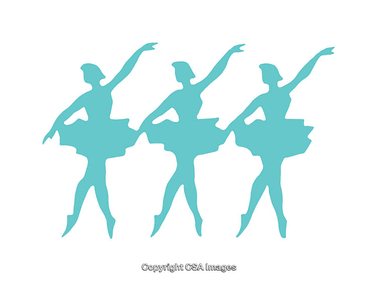 Three Elegant Ballet Dancers in Silhouette Performing a Graceful Pose