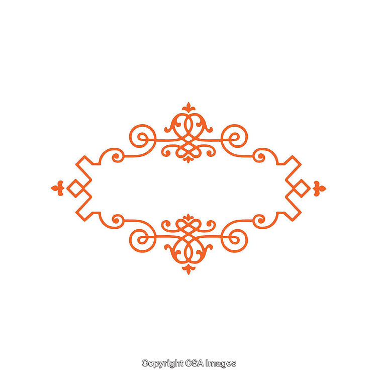 Intricate Orange Decorative Frame with Ornamental Scrolls and Details
