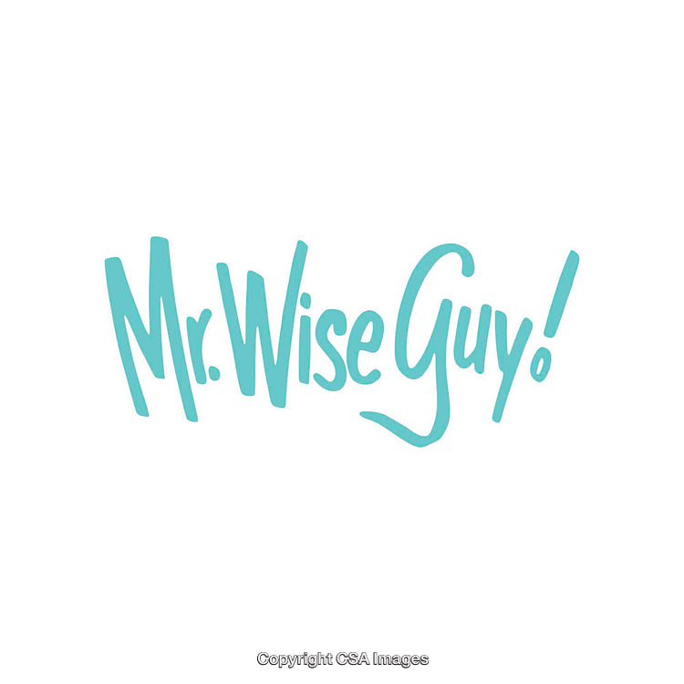 Minimalistic Typography of 'Mr. Wise Guy' with Elegant Font in Blue