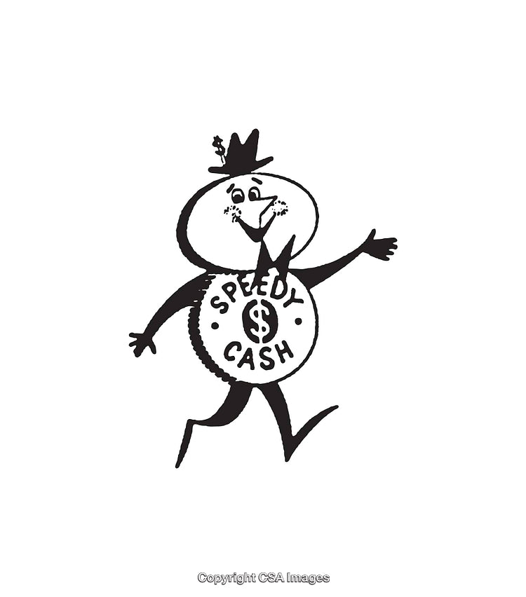 Vintage Illustration of a Dollar Character Promoting Financial Prosperity and Energy