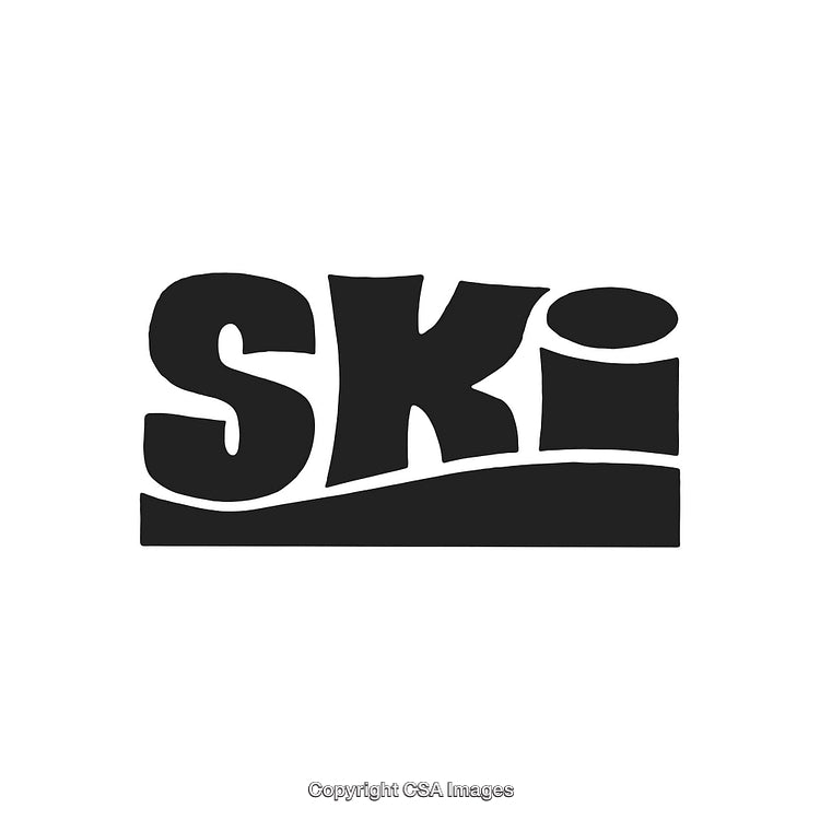 Minimalist Black and White Ski Logo With Bold Typeface Design