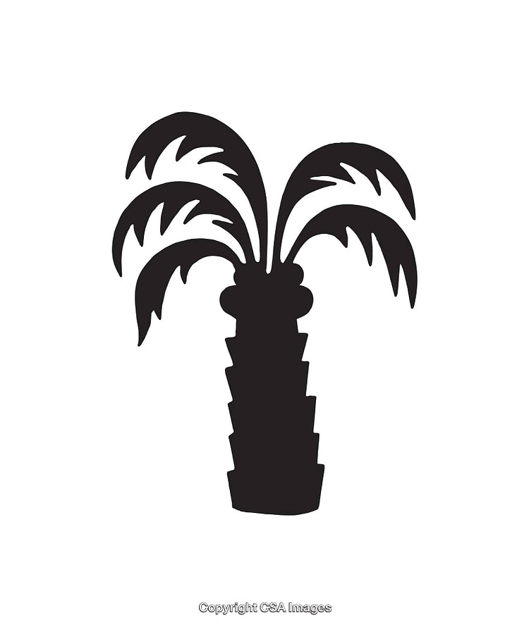 Silhouette Icon of a Palm Tree with Curved Fronds