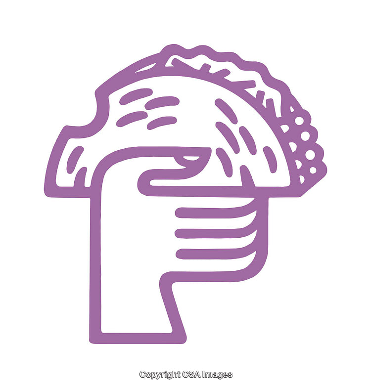 Minimalist Line Art Icon of a Hand Holding a Taco
