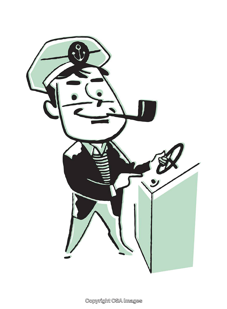 Playful Cartoon Illustration of a Sailor Figure With Pipe and Hat