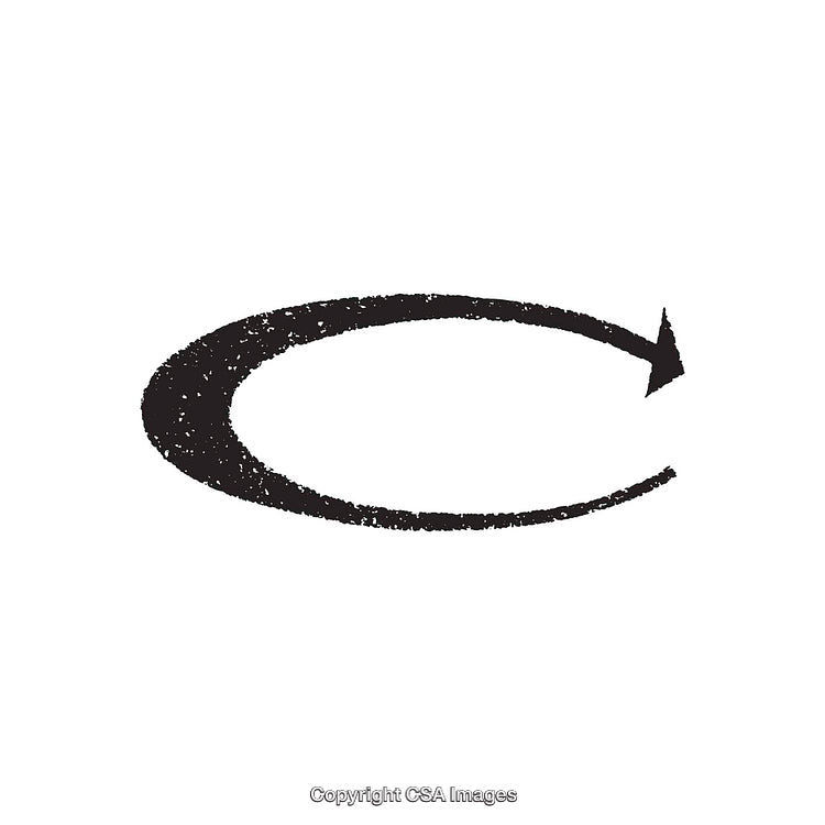 Rustic Black Circular Arrow with Rough Texture on White Background
