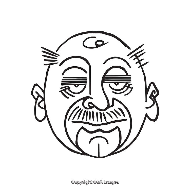 Black and White Line Art Illustration of a Unique Facial Expression
