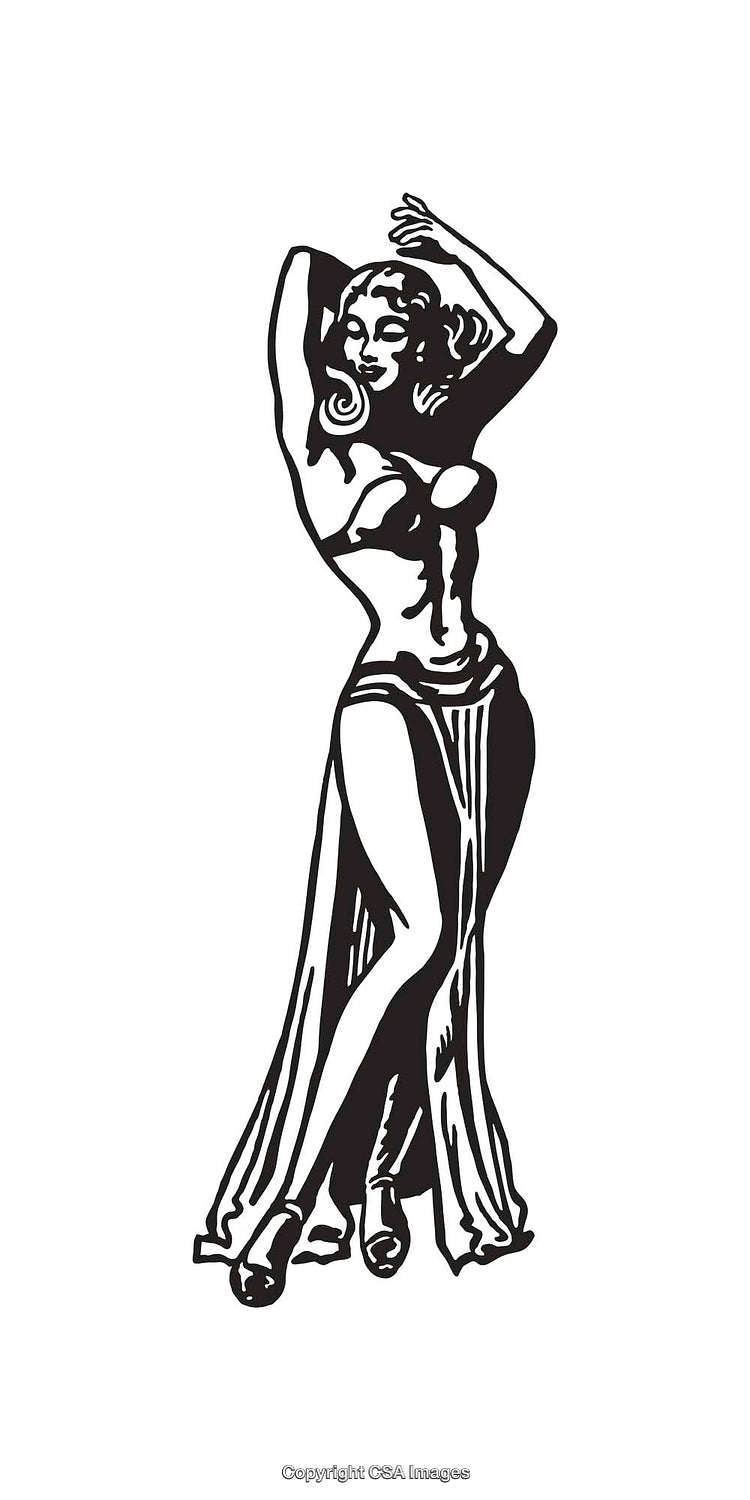 Retro Black and White Artwork of Glamorous Woman in Classic Style
