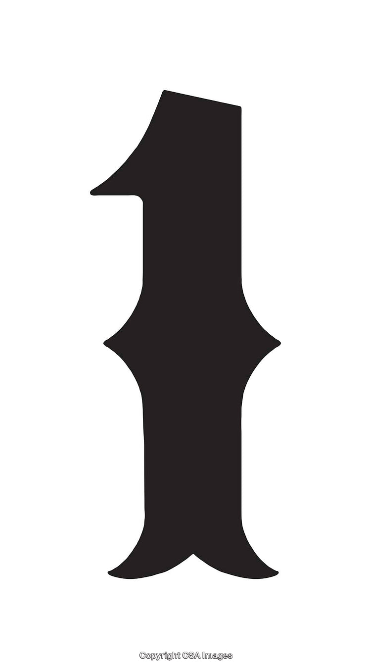 Decorative Black and White Number One with Unique Design