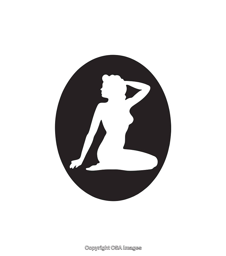 Elegant Black and White Silhouette of a Woman in Classic Pose