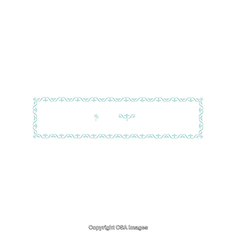 Elegant Teal Ornate Decorative Border with Symmetrical Floral Design Elements