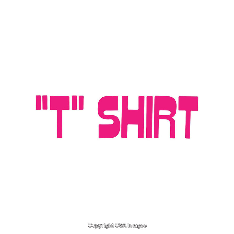 Pink Text Illustration Featuring the Phrase "T Shirt" on a White Background