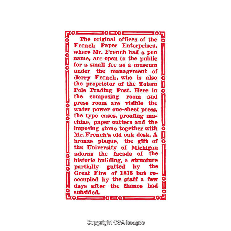 Vintage Styled Plaque Describing Historical Paper Company Museum and Artifacts