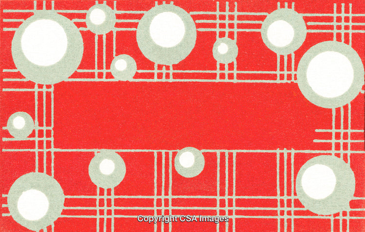 Red and White Abstract Geometric Pattern with Circles and Grids