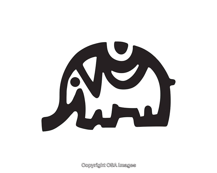 Minimalist Elephant Shape in Black and White Artistic Line Style