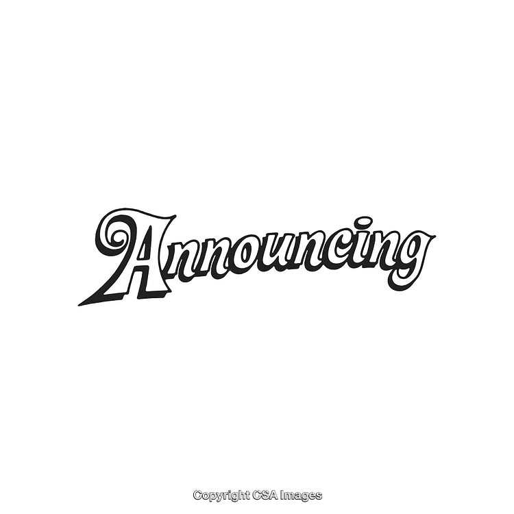 Retro-Styled Typography Depicting the Word 'Announcing' in Elegant Black Script