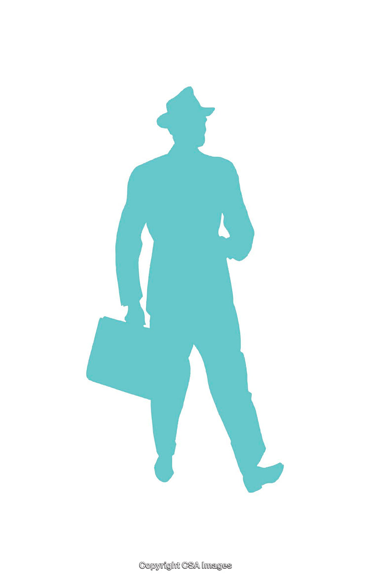 Silhouette of a Businessman Carrying a Briefcase in Flat Style Art