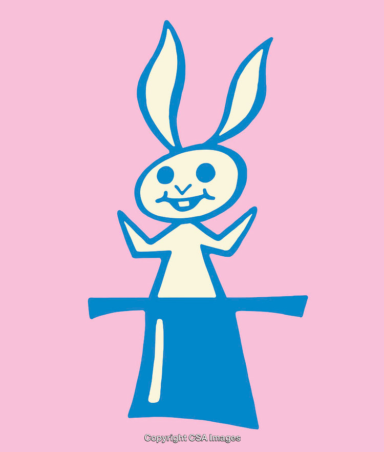 Colorful Line Art Illustration of a Rabbit Emerging from a Top Hat
