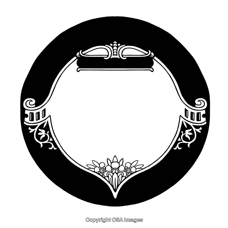 Elegant Black and White Ornamental Border with Floral Accents