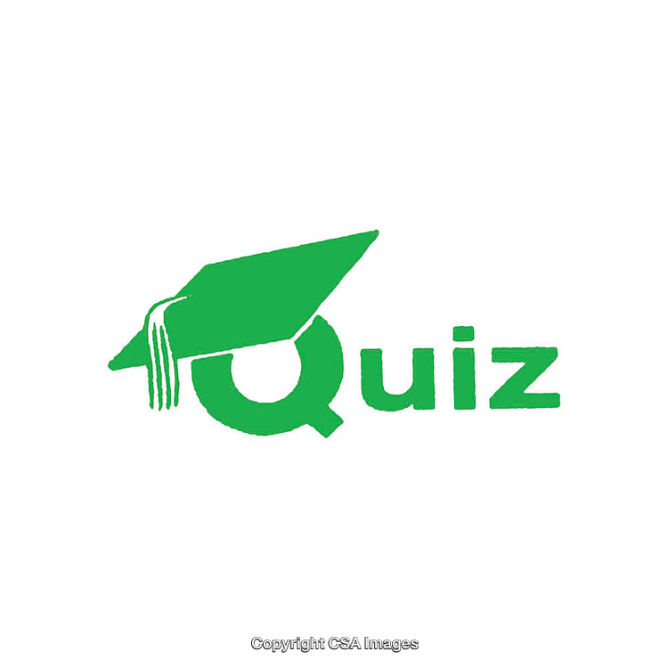 Illustration of Quiz Logo Featuring Green Grad Cap and Lettering